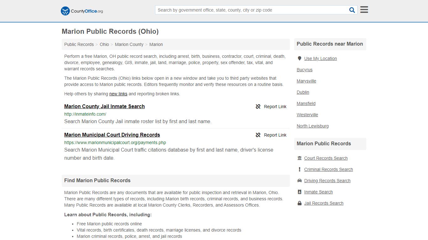 Marion Public Records (Ohio) - County Office